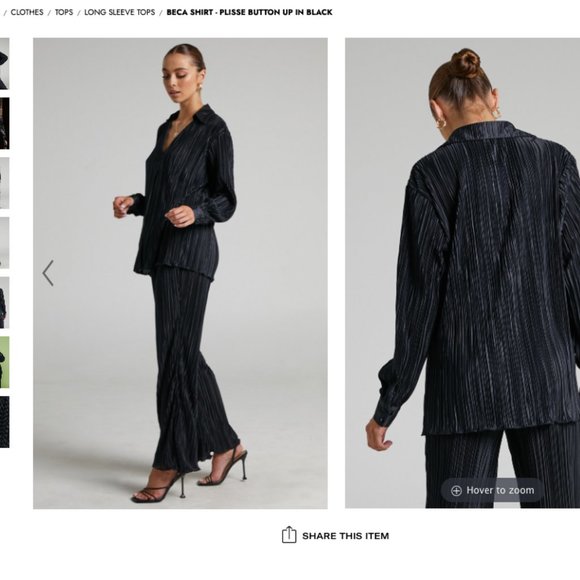 Showpo Beca Shirt - Plisse Button Up Black  - US 12 (XXL) - Picture 5 of 12